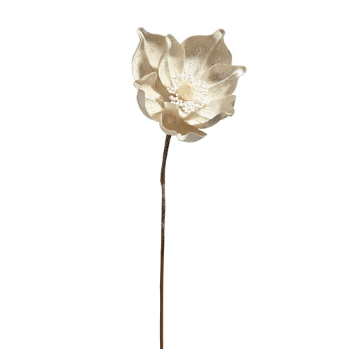 23” Glittered White Magnolia Stem