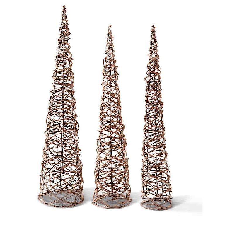 Nesting LED Lighted Grapevine Topiaries