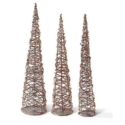 Nesting LED Lighted Grapevine Topiaries
