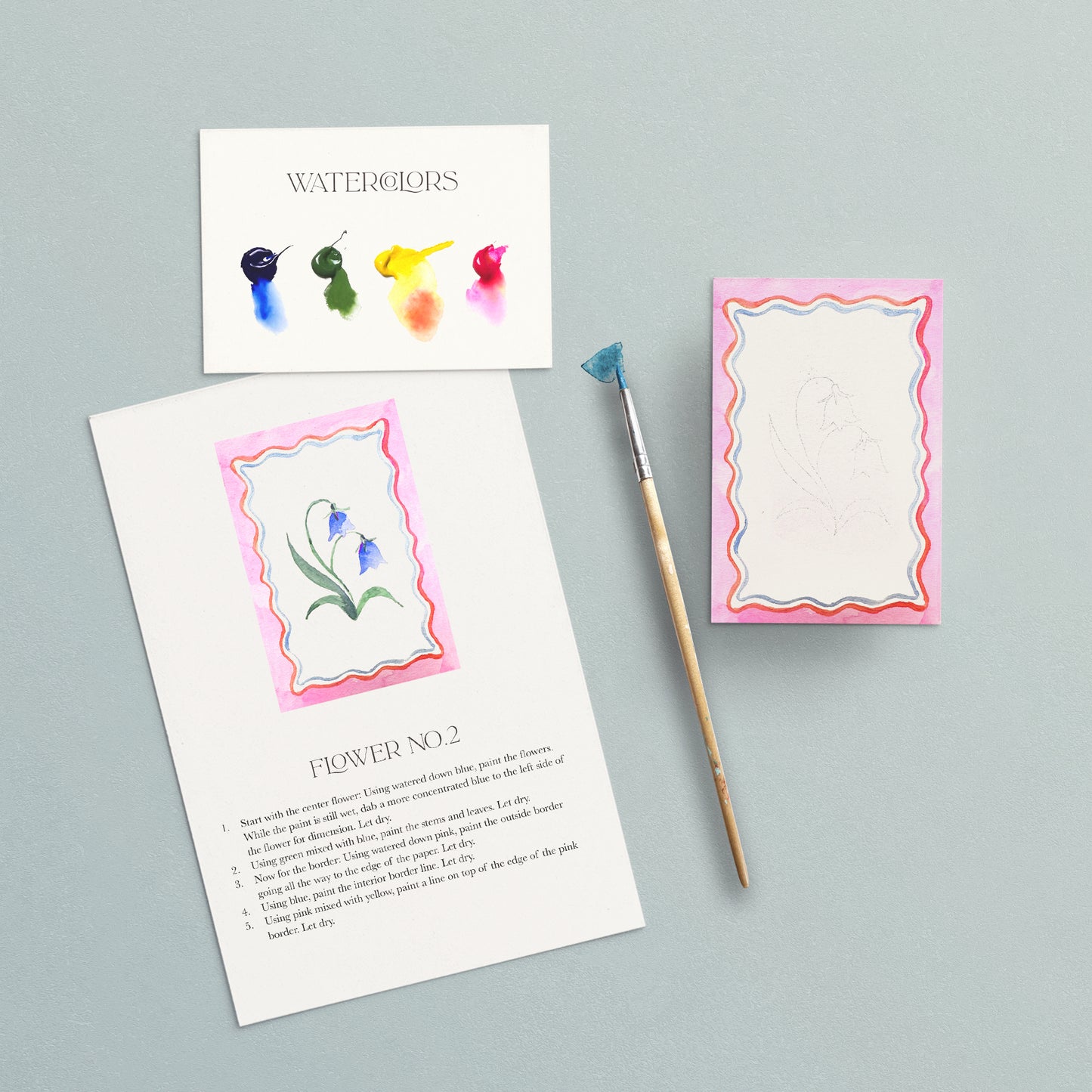 S+F Mini Watercolor Painting Kit: Flowers