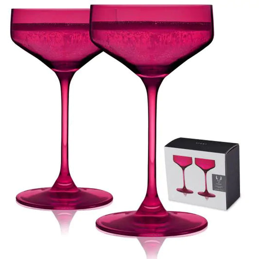 Viski Nouveau Crystal Coupes in Berry