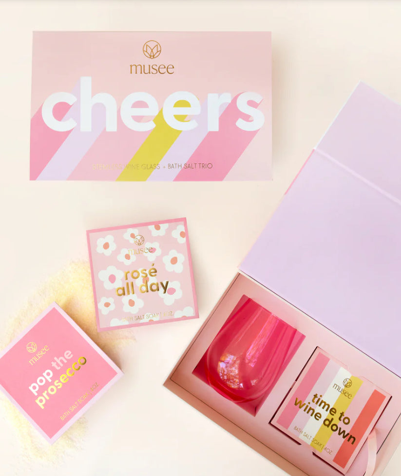 Musee Cheers Wine Glass & Salt Box