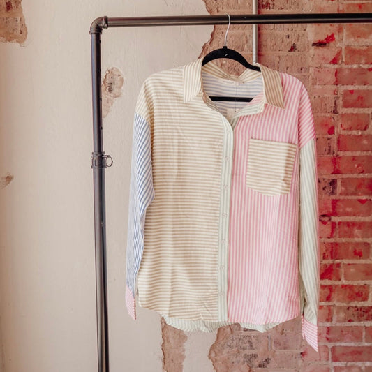 Spring Dream Stripe Button Down Shirt