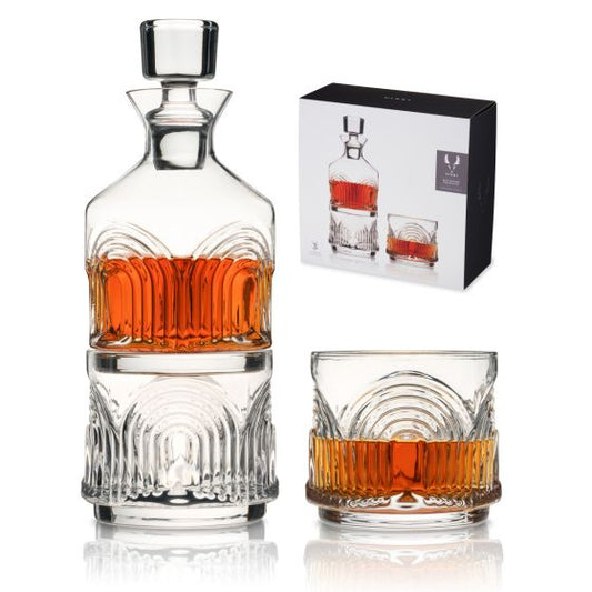 Viski 3-Piece Deco Beau Crystal Stacking Decanter