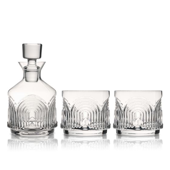 Viski 3-Piece Deco Beau Crystal Stacking Decanter