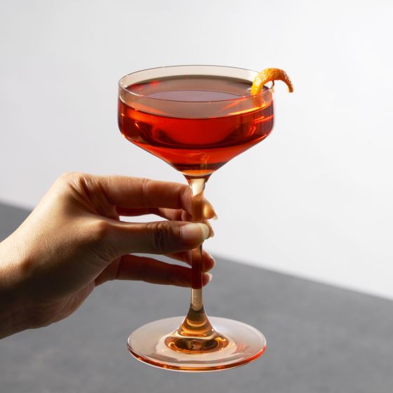 Viski Reserve Nouveau Crystal Coupes in Amber