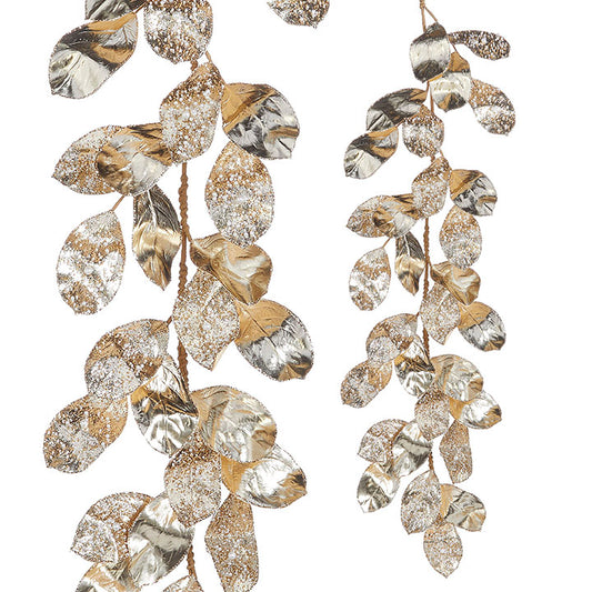 4’ Bead & Pearl Jeweled Magnolia Leaf Garland