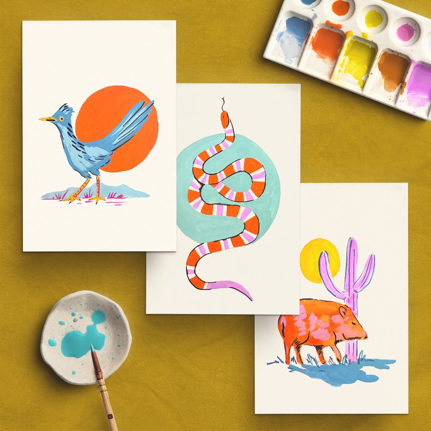 S+F Watercolor Painting Kit: Southwest Animals