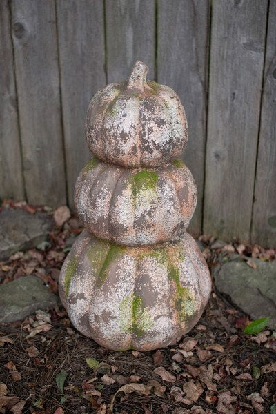 Three Stacked Faux Concrete Pumpkins