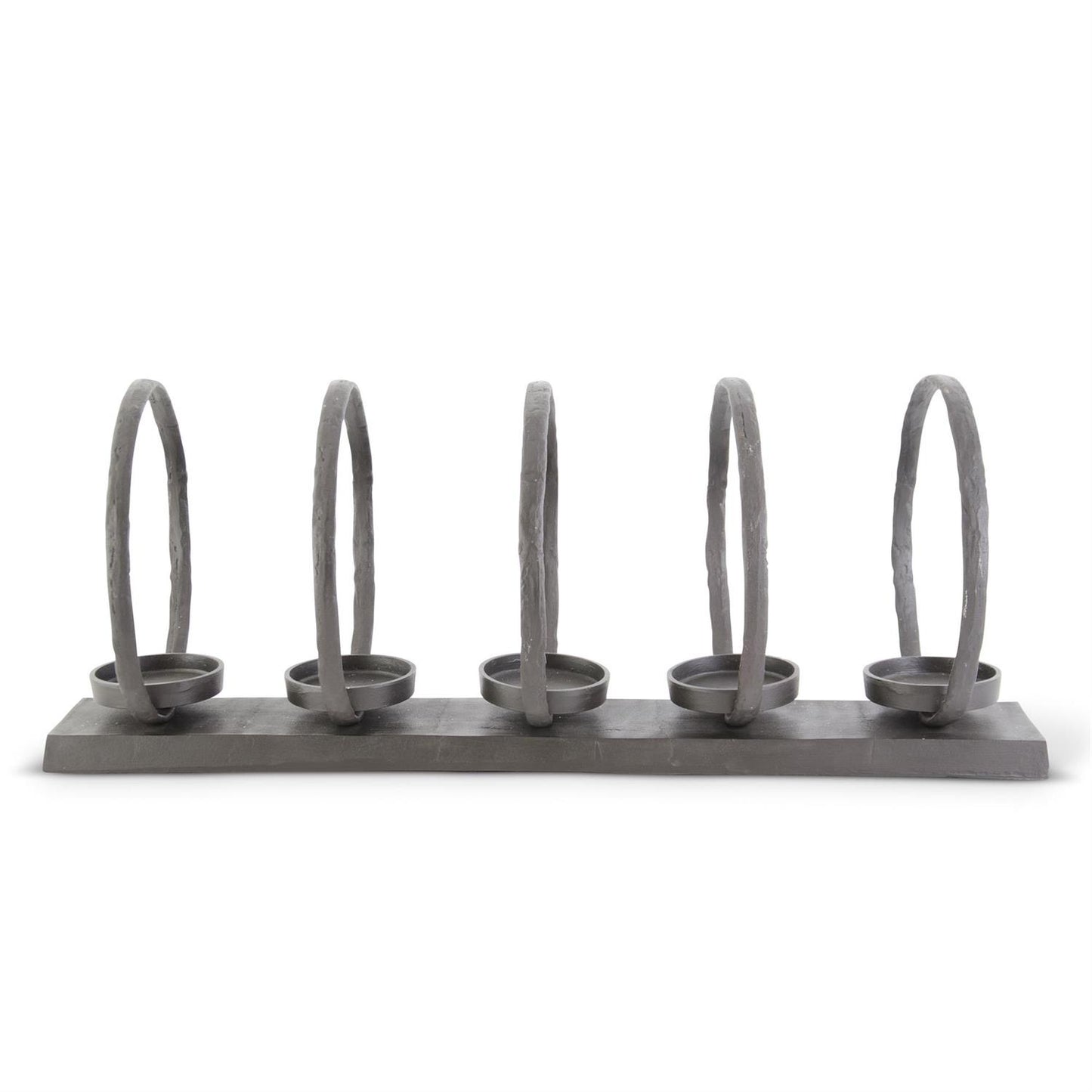 35 INCH MATTE BLACK METAL 5 RING CANDLEHOLDER