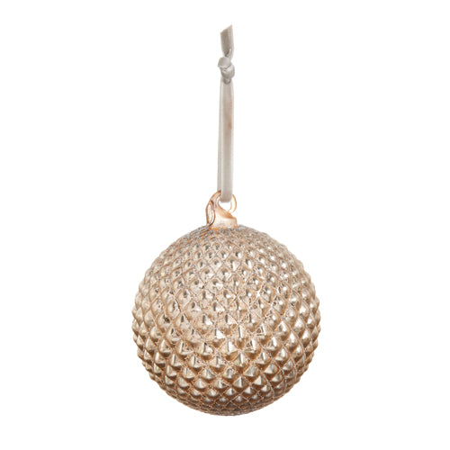 4" CHAMPAGNE QUILTED BALL ORNAMENT