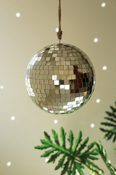 Glass Disco Ball On a Jute Rope