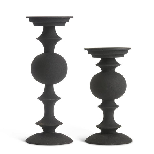 BLACK MATTE METAL CANDLEHOLDERS