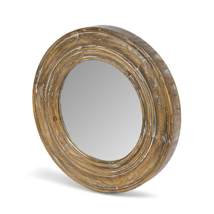 Round Wooden Frame Mirror 20”