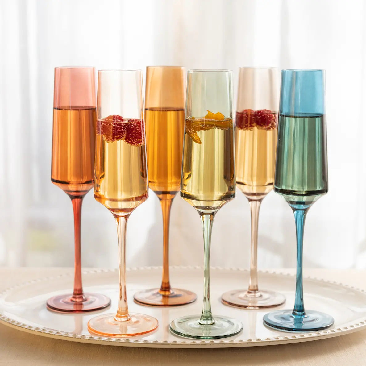 Multi-Colored Champagne Flutes