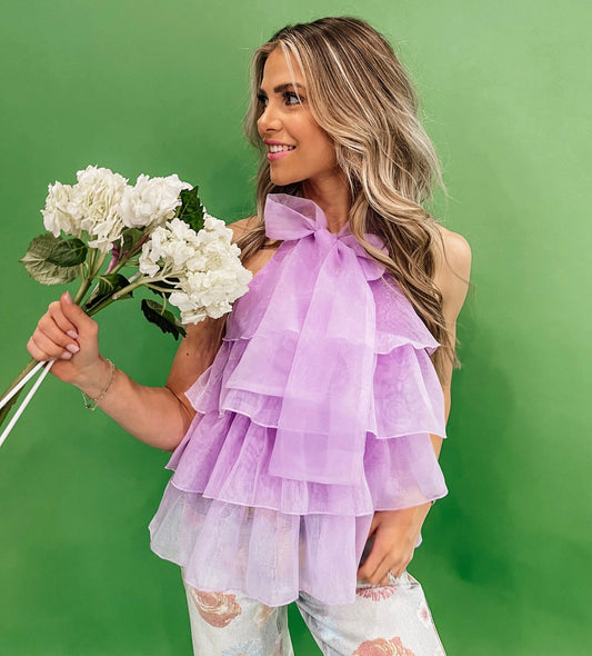 Lavender Haze Ruffled Tiered Top