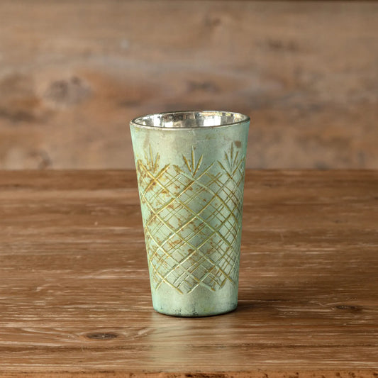 French Blue Etched Vase