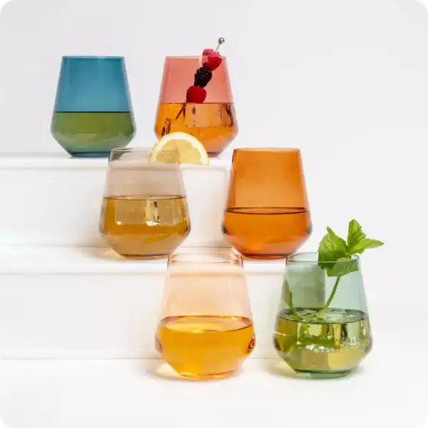 Multi-Color Stemless Wine Glasses