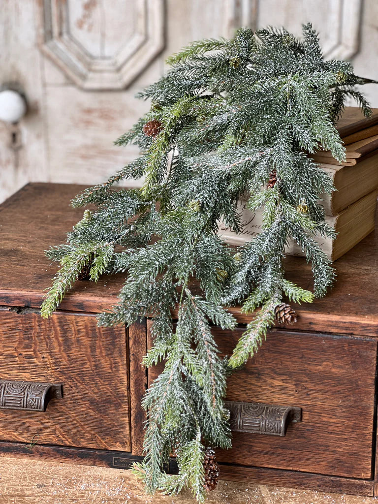 34” Frosted White Spruce Hanging